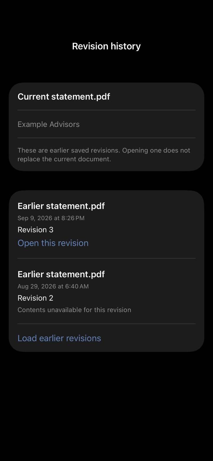A document, dark appearance
